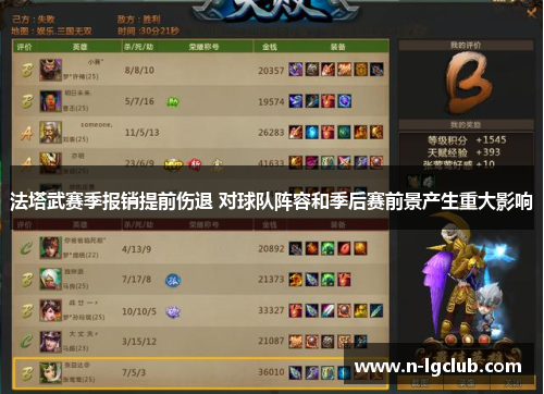 法塔武赛季报销提前伤退 对球队阵容和季后赛前景产生重大影响